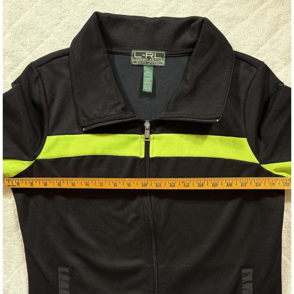 Lauren Active Ralph Lauren Womens LRL Large Full Zip Black Green Jacket - 497 - Picture 5 of 9